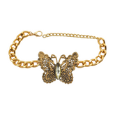 Women Gold Metal Chain Boot Bracelet Shoe Butterfly Charm